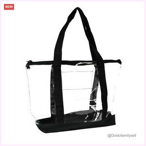 Clear PVC Tote Shoulder Bag with Zippered Compartments for Work Shopping